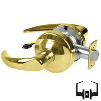 Schlage ND10S-OME-RX Cylindrical Passage Set, Omega Lever, Non-Keyed, Request To Exit Switch, US3-605 Bright Brass