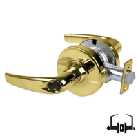Schlage ND50-BD-ATH 605 entrance lockset, bright brass Athens lever with cylindrical latch and rose
