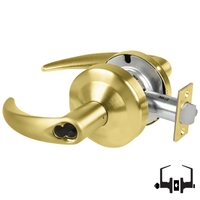 Schlage ND50-BD-OME 606 entrance/office lock, satin brass cylindrical lockset with Omega lever and latch