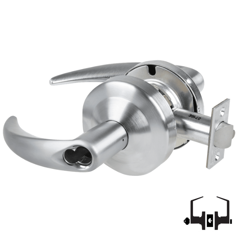 Schlage ND50-BD-OME 626 entrance/office lock, satin chrome Omega lever cylindrical lockset, SFIC prep