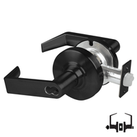 Schlage ND50-BD-RHO cylindrical entrance lock, Rhodes lever, matte black 622 finish with latch