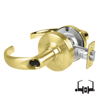 Schlage ND50-BD-SPA 606 brass cylindrical entrance lock with Sparta lever, SFIC prep less core