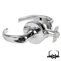 Schlage ND50-BD-SPA 625 cylindrical entrance lock, bright chrome Sparta levers with SFIC prep less core