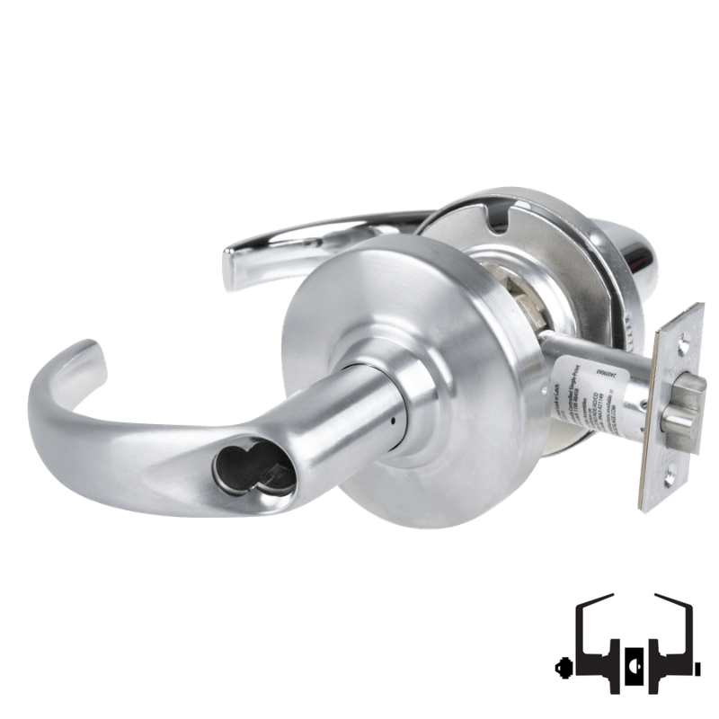 Schlage ND50-BD-SPA 626 cylindrical entrance lock with Sparta lever, satin chrome, SFIC prep less core
