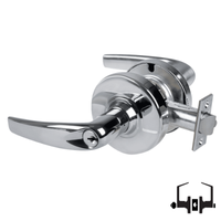 Schlage ND50PD ATH 625 cylindrical entrance lock, satin chrome Athens lever with keyed cylinder and latch