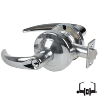 Schlage ND50PD OME 625 entrance lockset, bright chrome cylindrical lock with Omega levers and keyed cylinder