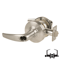 Schlage ND53-BD-ATH entrance lockset, 619 satin nickel, Athens lever with rose and latch