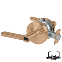 Schlage ND53-BD-LAT entrance lock, Latitude lever, 612 satin bronze, cylindrical lock with latch and SFIC prep