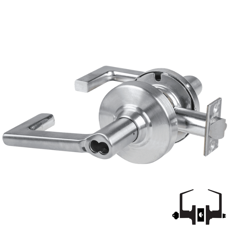 Schlage ND53-BD-LON 626 entrance lock, satin chrome cylindrical lock with Longitude lever, SFIC prep