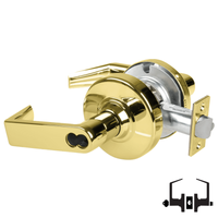 Schlage ND53-BD-RHO cylindrical entrance lock, Rhodes lever, bright brass 605, SFIC prep less core