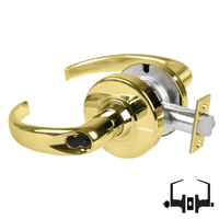 Schlage ND53-BD-SPA 605 entrance lock, bright brass cylindrical lockset with Sparta lever and latch