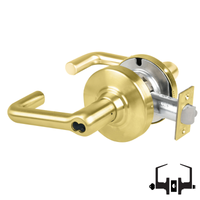 Schlage ND53-BD-TLR entrance lever lock, satin brass 606, tubular lever with latch and SFIC prep