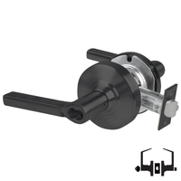 Schlage ND53-JD-LAT 622 entrance lock, matte black cylindrical lockset with Latitude lever and latch