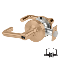 Schlage ND53-JD-TLR 612 entrance cylindrical lock, satin bronze tubular lever with latch, less core