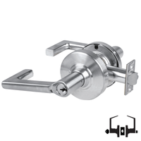 Schlage ND53PD LON 626 cylindrical entrance lock with Longitude lever, satin chrome finish, keyed cylinder