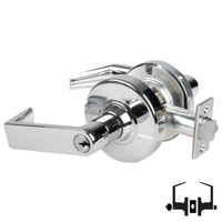 Schlage ND53-PD-RHO entrance lockset, Rhodes lever, bright chrome 625 finish with keyed cylinder and latch