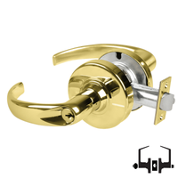 Schlage ND53-PD-SPA entrance lock, Sparta lever, bright brass 605 finish, keyed cylinder and latch