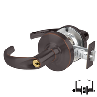 Schlage ND53-PD-SPA 643E entrance lock, dark bronze cylindrical lockset with Sparta lever and keyed cylinder