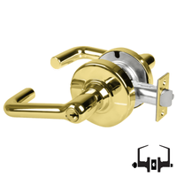 Schlage ND53-PD-TLR entrance lock, tubular lever, bright brass 605 finish with keyed cylinder and latch