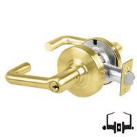 Schlage ND53PD TLR 606 entrance lever lock, satin brass cylindrical lockset with keyed tubular lever