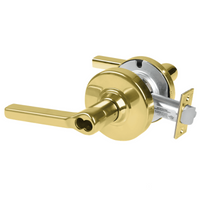 Schlage ND70BD-LAT 605 classroom cylindrical lock, bright brass, Latitude lever with SFIC less core prep