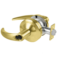 Schlage ND70BD-OME 606 classroom cylindrical lock with Omega lever, satin brass finish, SFIC prep less core