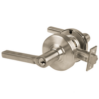 Schlage ND70PD-LAT classroom lockset, 619 satin nickel, Latitude lever with keyed cylinder and latch