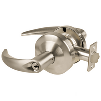 Schlage ND70PD-OME-619 classroom cylindrical lock, satin nickel, Omega lever with keyed cylinder and latch