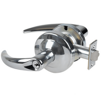 Schlage ND70PD-OME-625 classroom cylindrical lock, bright chrome finish, Omega lever with keyed cylinder