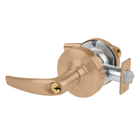 Schlage ND80PD-ATH-612 storeroom cylindrical lock, satin bronze Athens lever with keyed cylinder and latch