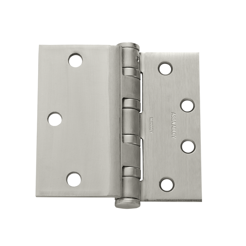 McKinney T4A3382-4 1/2-US32D Half Surface Heavy Weight Bearing Hinge, Five Knuckle, 4 1/2" Height, Square Corner, Reversible, 630 Satin Stainless Steel Finish