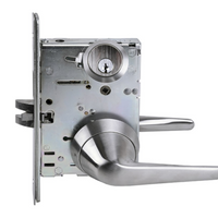 Townsteel MRX-S-L-15 Ligature Resistant Hotel or Motel Mortise Lever Lockset - Sectional Trim, Schlage C Cylinder, US32D/630 Satin Stainless Steel