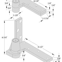 ABH 0195 3/4 Offset Pivot Top dimensions
