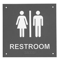 Rockwood BF686-Black Unisex Restroom Signage with Braille