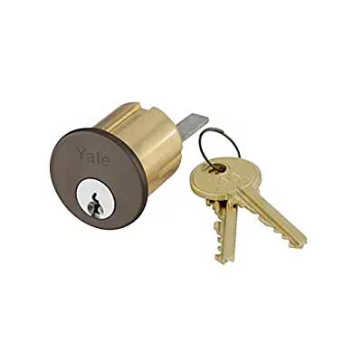 Yale 1109 6 PARA 613E KD Rim Cylinder, 6-Pin, PARA Keyway, [2] Cut Keys,  Keyed Random Dark Oxidized Bronze Finish