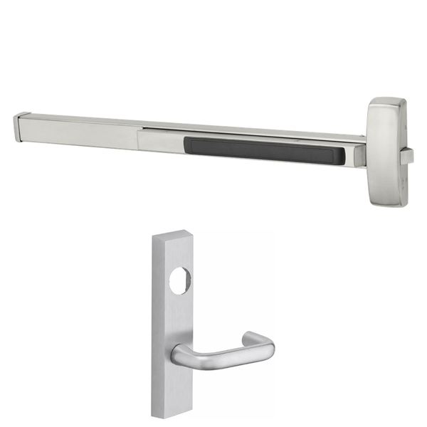 Sargent 12-8813-G-ETJ Fire Rated Rim Exit Device, Classroom Function, For 43-48 Inch Width Door, Less Dogging, Less Cylinder, US32D-630 Satin Stainless Steel