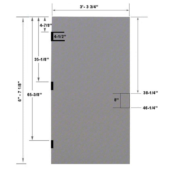 3-4 x 6-8 18 Gauge Honeycomb Core - 86E 8" Mortise Lock Prep