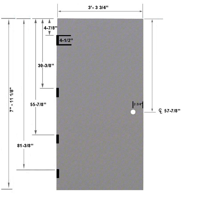 3-4 x 8-0 18 Gauge Honeycomb Core - 161 Prep Cylindrical Lock