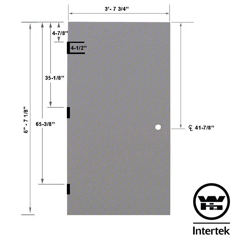 Fire Rated 3-8 x 6-8 18 Gauge Steel Stiffened Rib Rockwool Core  - 161 Prep Cylindrical Lock