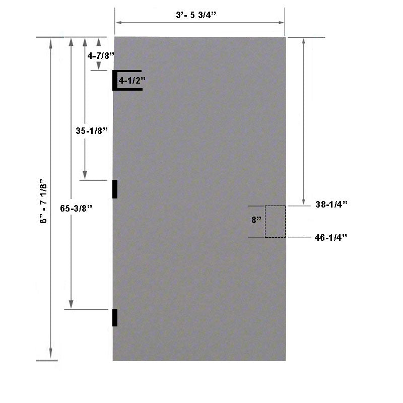 3-6 x 6-8 18 Gauge Polystyrene Core - 86E 8" Mortise Lock Prep