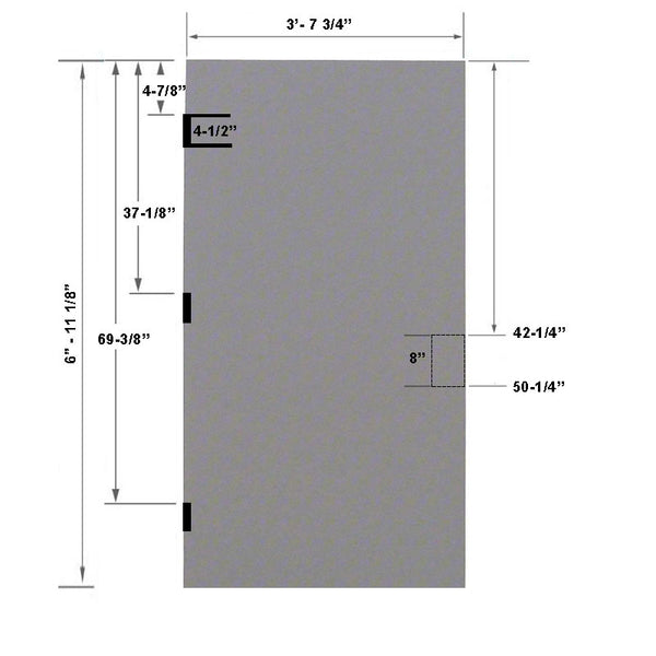 3-8 x 7-0 18 Gauge Honeycomb Core - 86E 8" Mortise Lock Prep