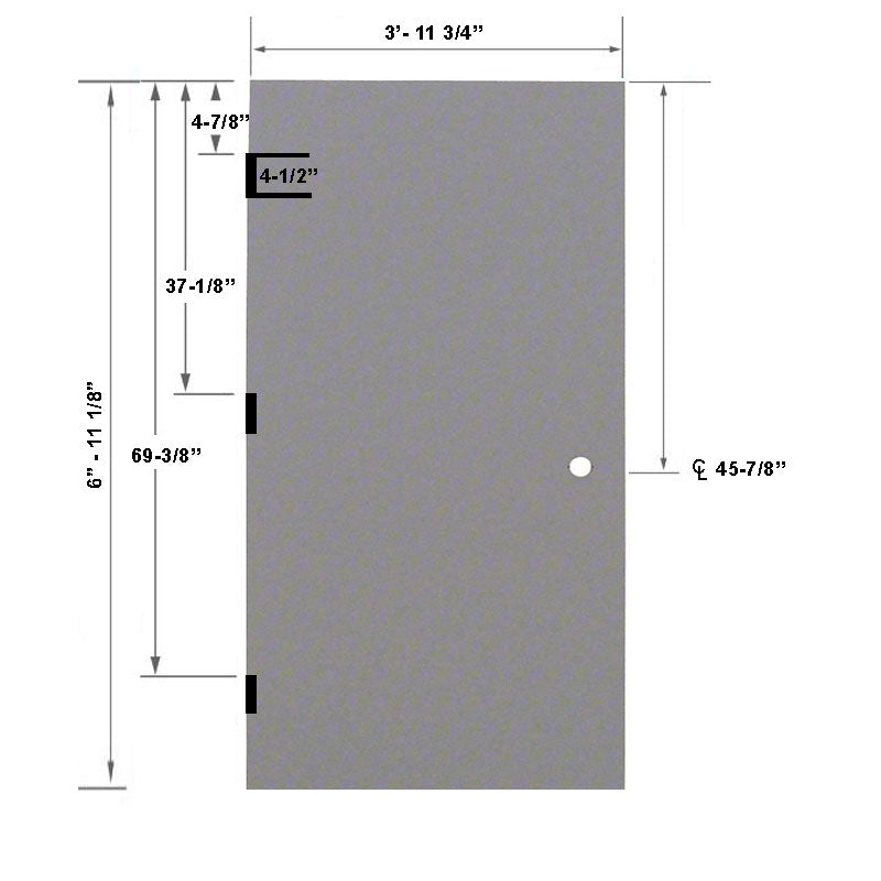 4-0 x 7-0 18 Gauge Steel Stiffened Rib Rockwool Core - 161 Prep Cylindrical Lock