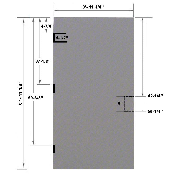 4-0 x 7-0 18 Gauge Polystryrene Core - 86E 8" Mortise Lock Prep