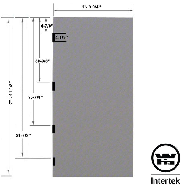 Fire Rated 3-4 x 8-0 18 Gauge Steel Stiffened Rib Rockwool Core - FBA/RP Re-enforced Panic Bar