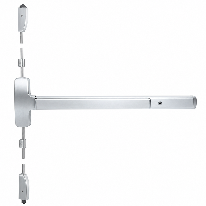 Falcon 25-V-EO-3, Wide Stile Pushpad, Exit Only, Less Trim, 36" Device, Hex Key Dogging, Grade 1, Right Hand Reverse, Reversible
