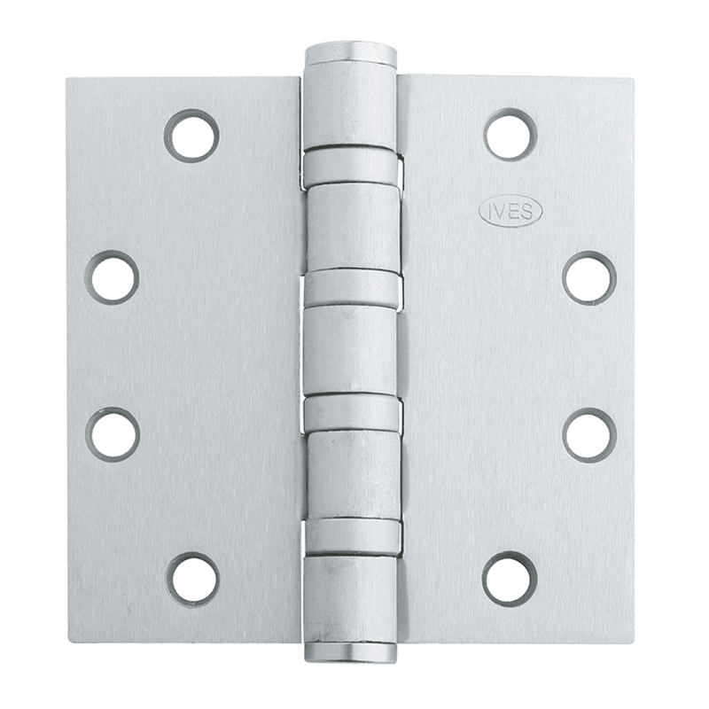 Ives 5BB1HWHT 5X4.5 652 Hospital Tip Ball Bearing Hinge, Heavy Weight, 5-Knuckle, 5 Inch x 4-1/2 Inch, US26D Satin Chrome Finish - Default Title