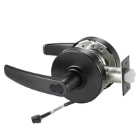 Sargent 60-RX-10XG05-LB-24V BSP black cylindrical lock, Request to Exit, LB lever, disposable plastic core