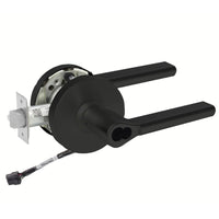 Sargent 60-RX-10XG05-LMD-12V BSP black cylindrical lever lock, Request to Exit, LFIC keyway, 12V wiring harness