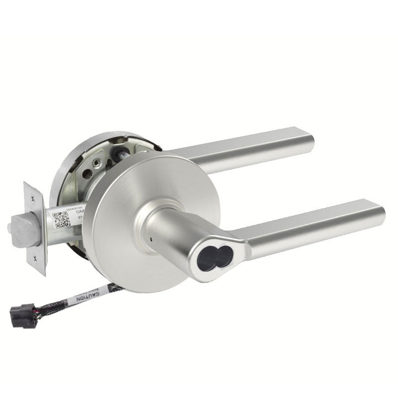 Sargent 60-RX-10XG05-LMD-12V US26D satin chrome cylindrical lever lock with request-to-exit and interchangeable core