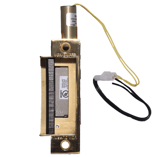 Von Duprin 6210-12VDC-US4 Electric Strike, Fail Secure-Electrically Unlocked 12 VDC, 4-7/8" x 1-1/4" Faceplate, Fire Rated, For use with Mortise Locks on Single Doors, Hollow Metal or Aluminum Frame, Grade 1, 606 Satin Brass Finish
